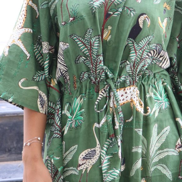 BRAND NEW Tiger Print Cotton Kaftan free size - Picture 4 of 4